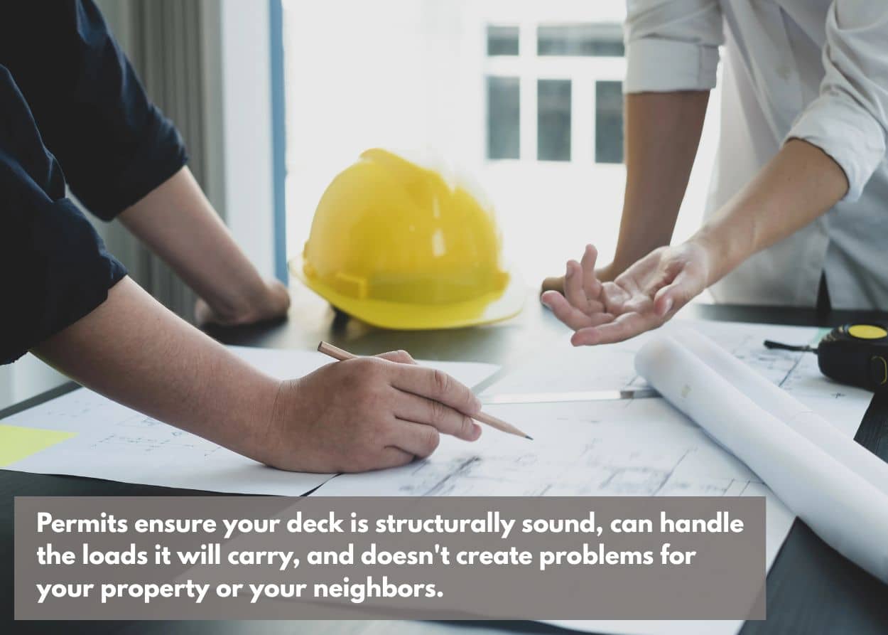 Permits ensure your deck is structurally sound, can handle the loads it will carry, and doesn't create problems for your property or your neighbors.